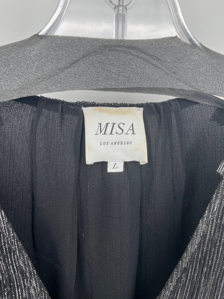 MISA Size L Metallic Black Maeryn Dress