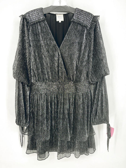 MISA Size L Metallic Black Maeryn Dress